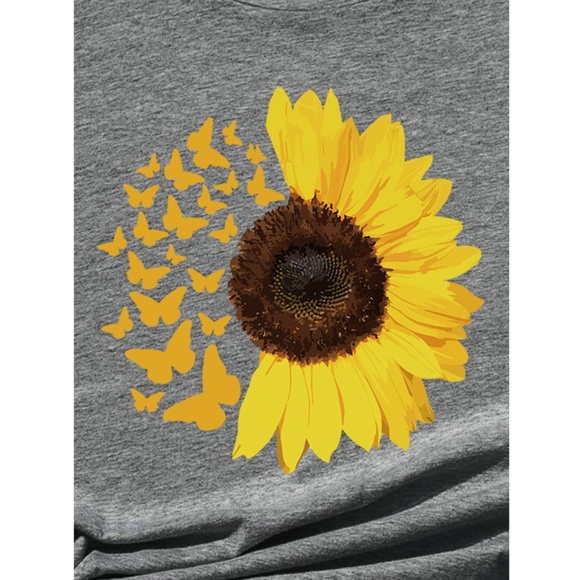 Sunflower Printed Gray Tee Shirt Graphic - Picture 3 of 13